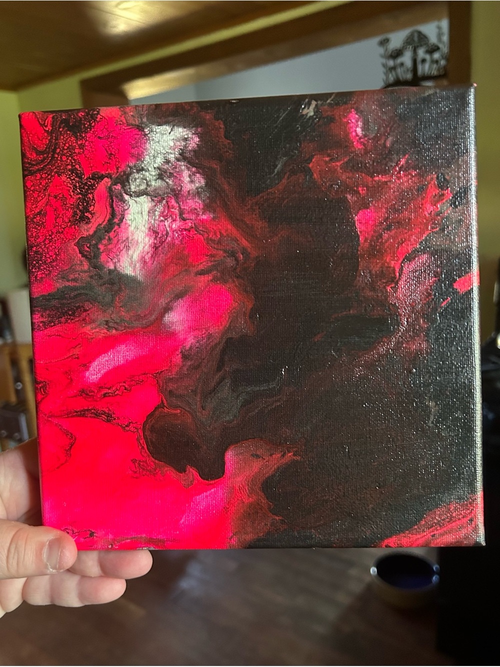 Original Abstract ‘EverChanging” Pink And Black 8x8
